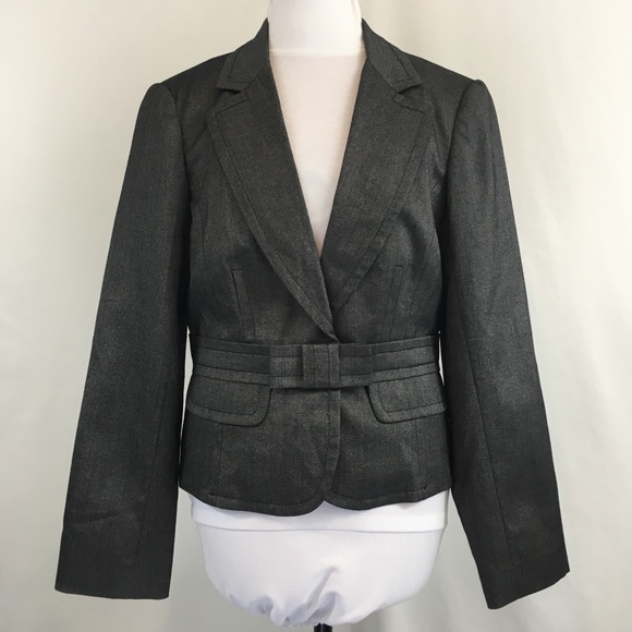 Trina Turk Wool & Silk Cropped Blazer Grey Sz 12 - Picture 2 of 7